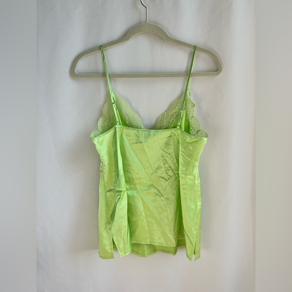 Vintage Delicates Brand Neon Green Lace Trim Cami - Picture 3 of 4